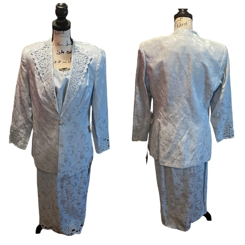 Suits of God in Church 2pc Suit Blazer Jacket Skirt Blue Size 12 Formal NWT